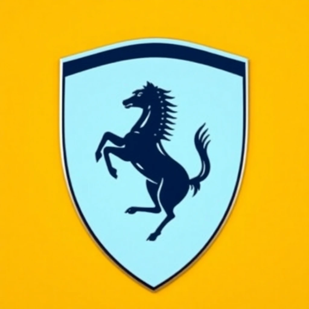 Logo Ferrari, cheval cabré noir sur fond jaune