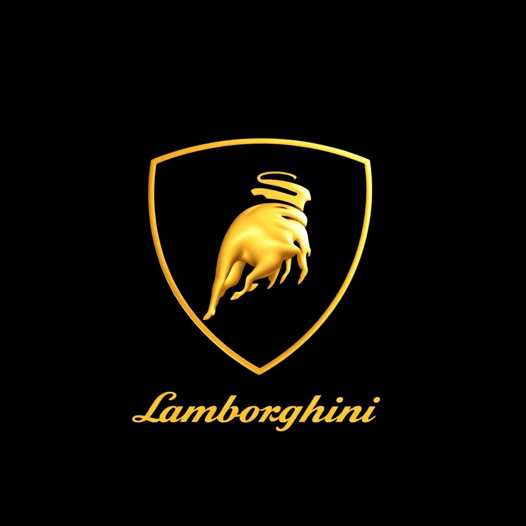 Logo Lamborghini, taureau doré sur fond noir